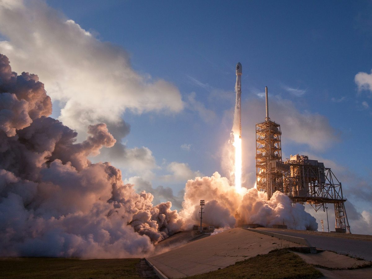 A rocket lifting off