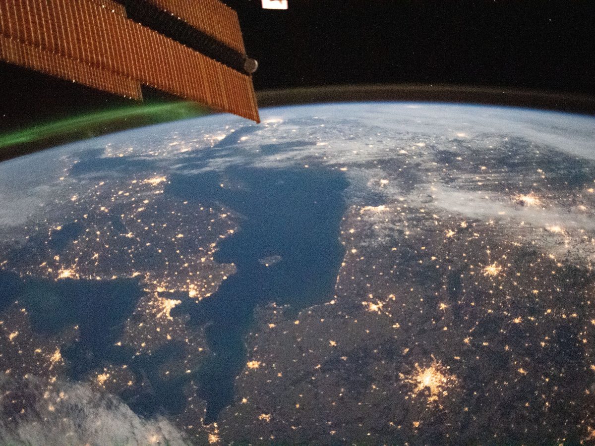 City lights across Earth at night
